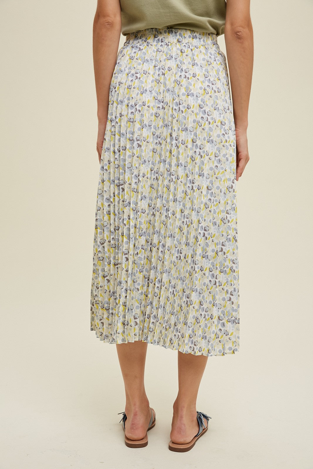 Abstract Pleated Midi Skirt