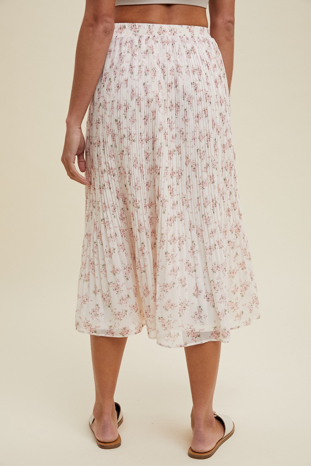 Floral Pleated Midi Skirt