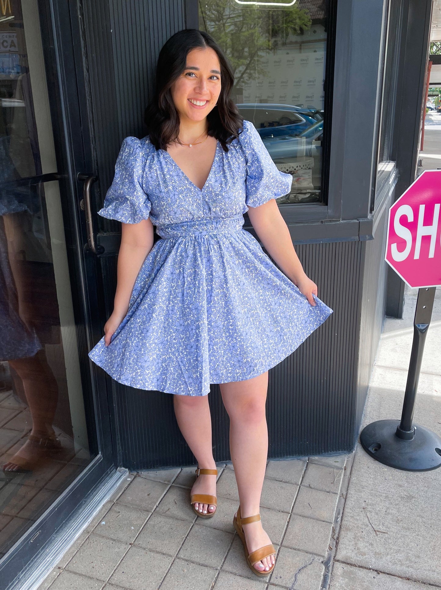 Tea Party Puff Sleeve Mini Dress