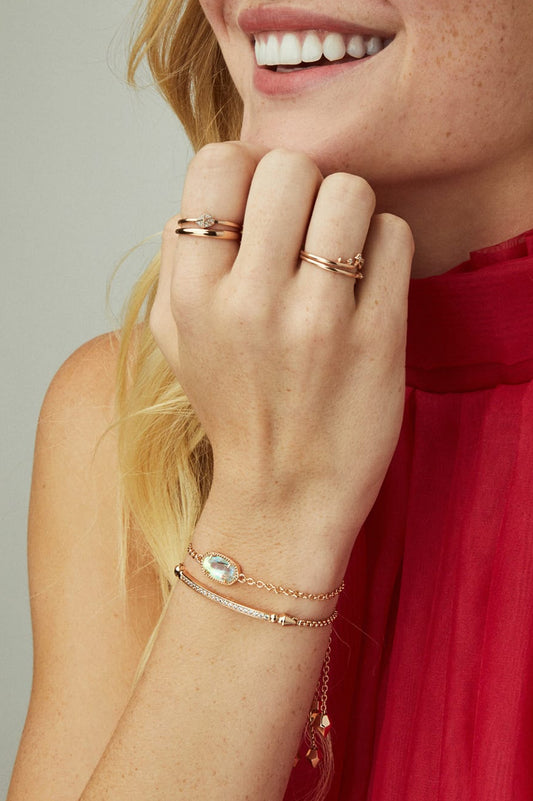 Kendra Scott Elaina Silver Adjustable Chain Bracelet - Light Blue Illusion