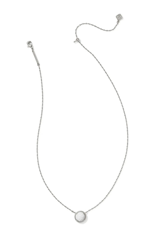 Kendra Scott Volleyball Pendant Necklace in White Mother-of-Pearl - Gold and Silver