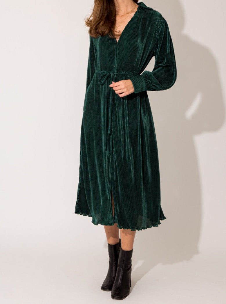 Holiday Pleated Midi Dress