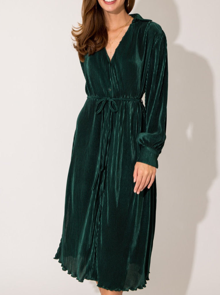 Holiday Pleated Midi Dress