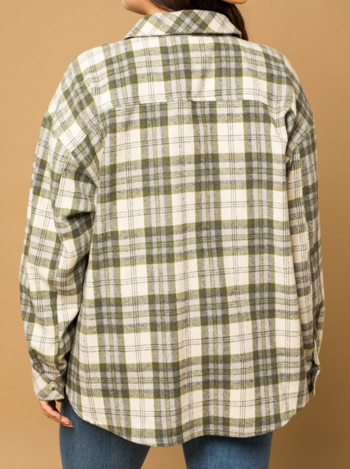 Plus Size Olive Plaid Flannel