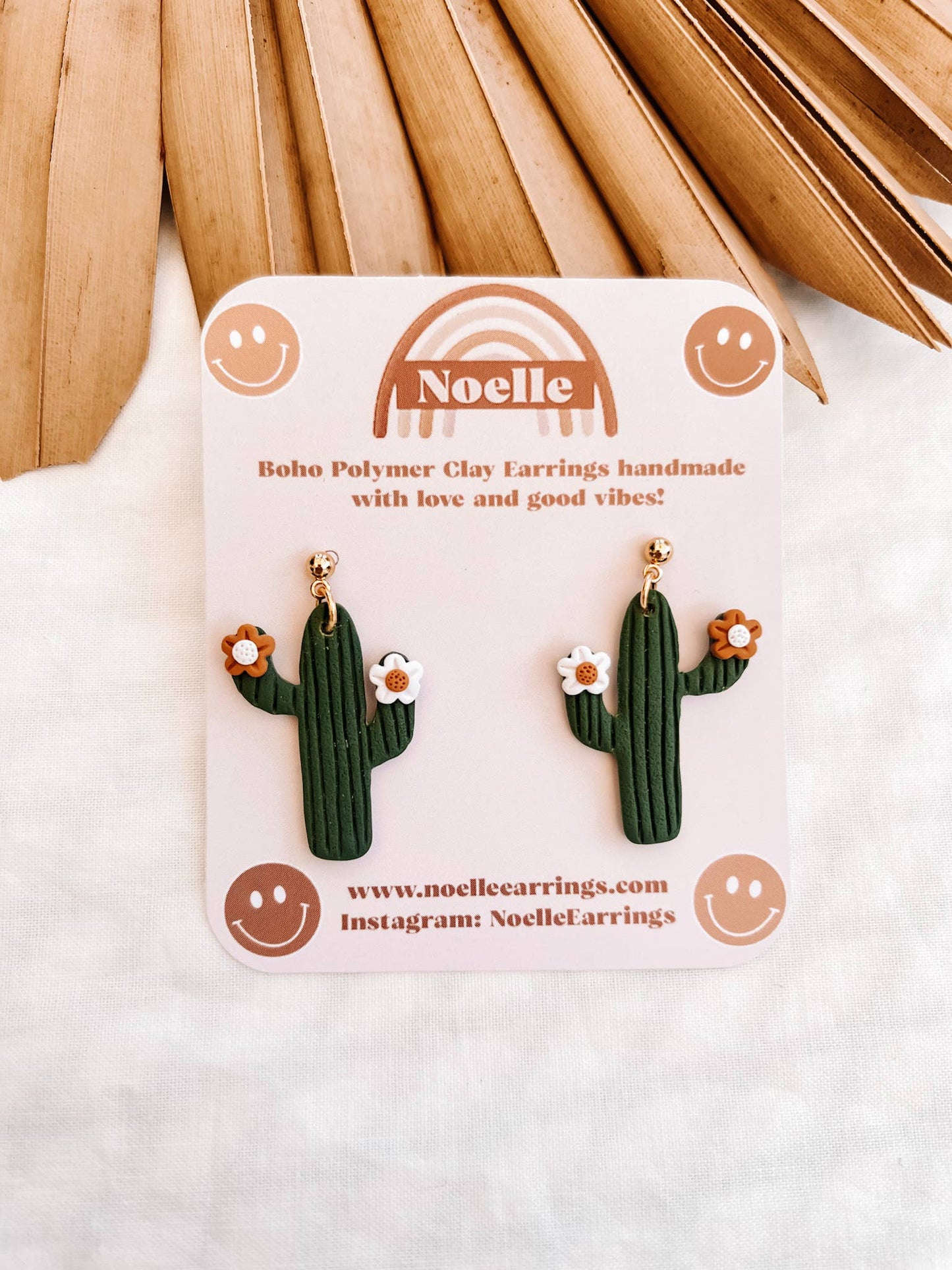 Flower Cactus Clay Earrings
