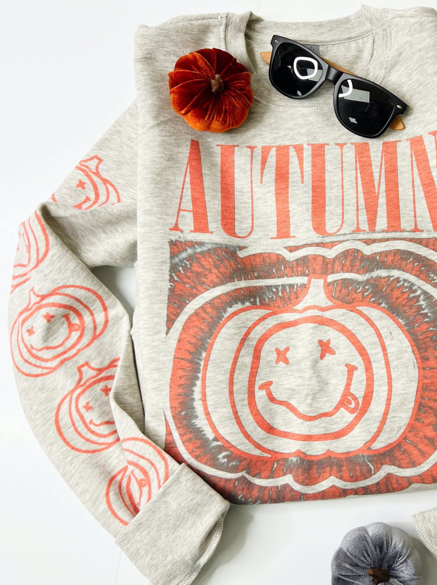 Autumn Groovy Pumpkin Long Sleeve Tee