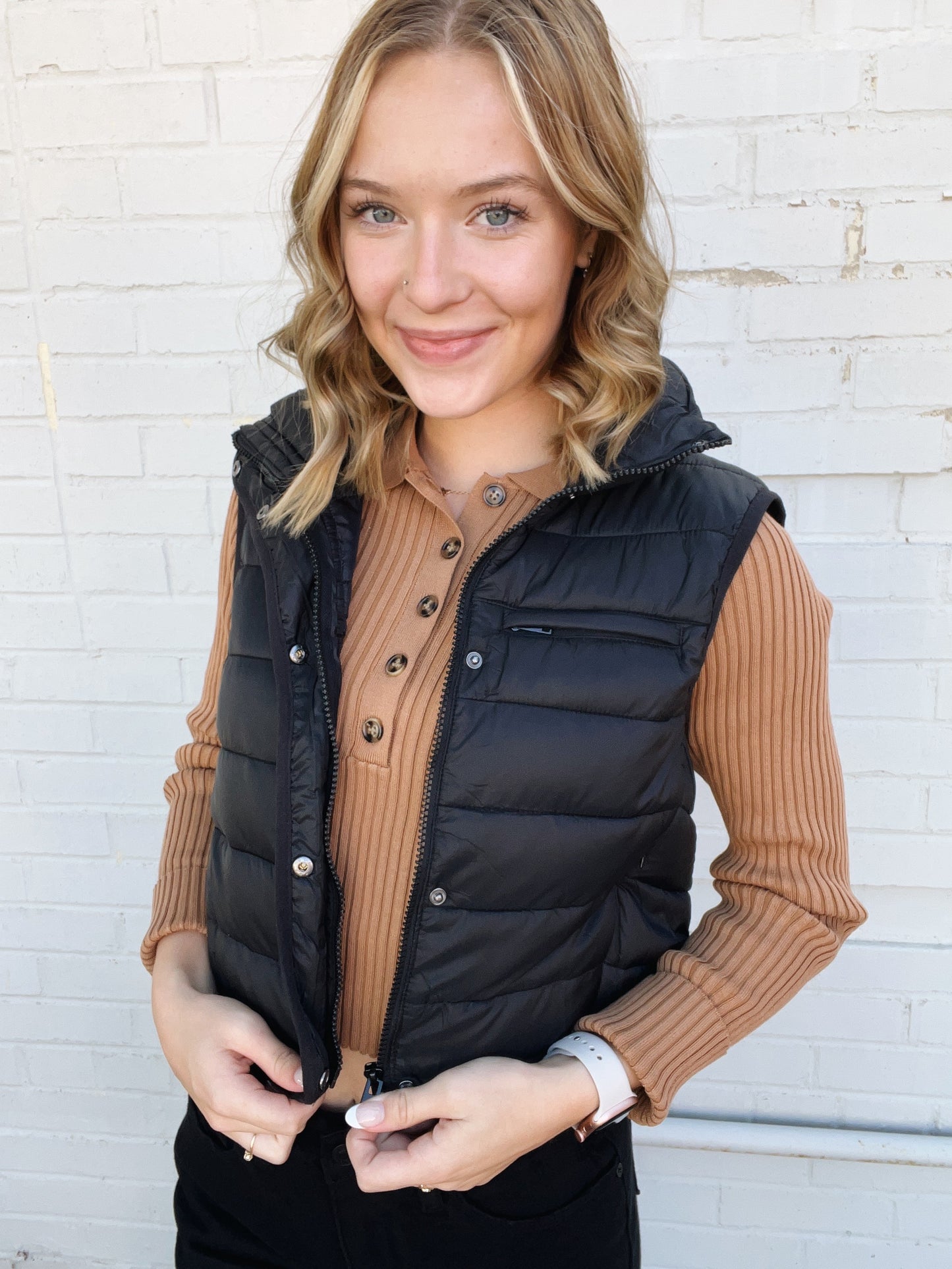 Camel Polo Crop Sweater