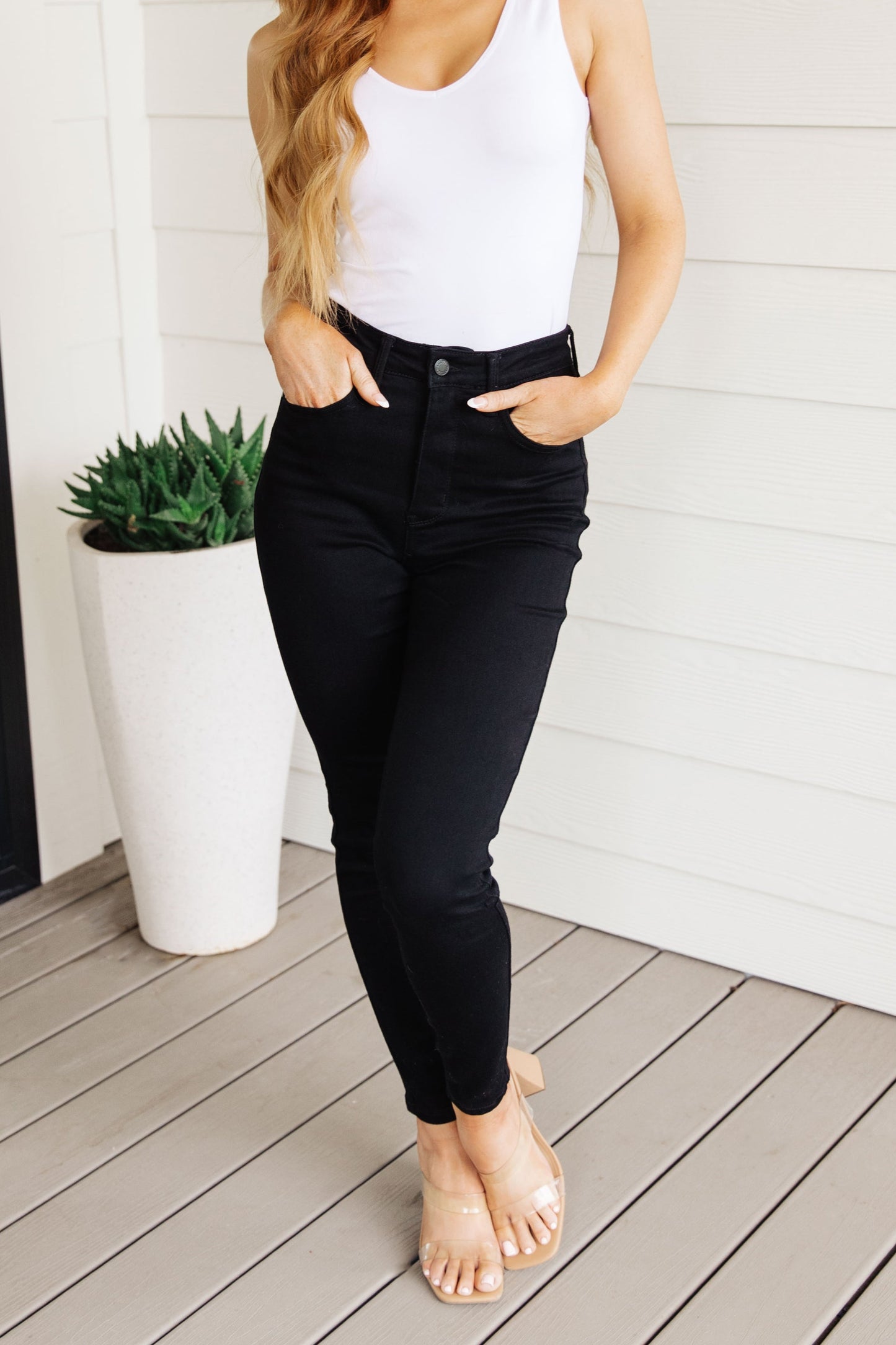 Audrey High Rise Control Top Classic Skinny Jeans in Black (ONLINE EXCLUSIVE)