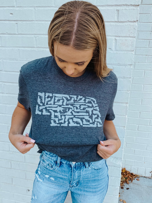 Dark Grey Nebraska Gun T-Shirt