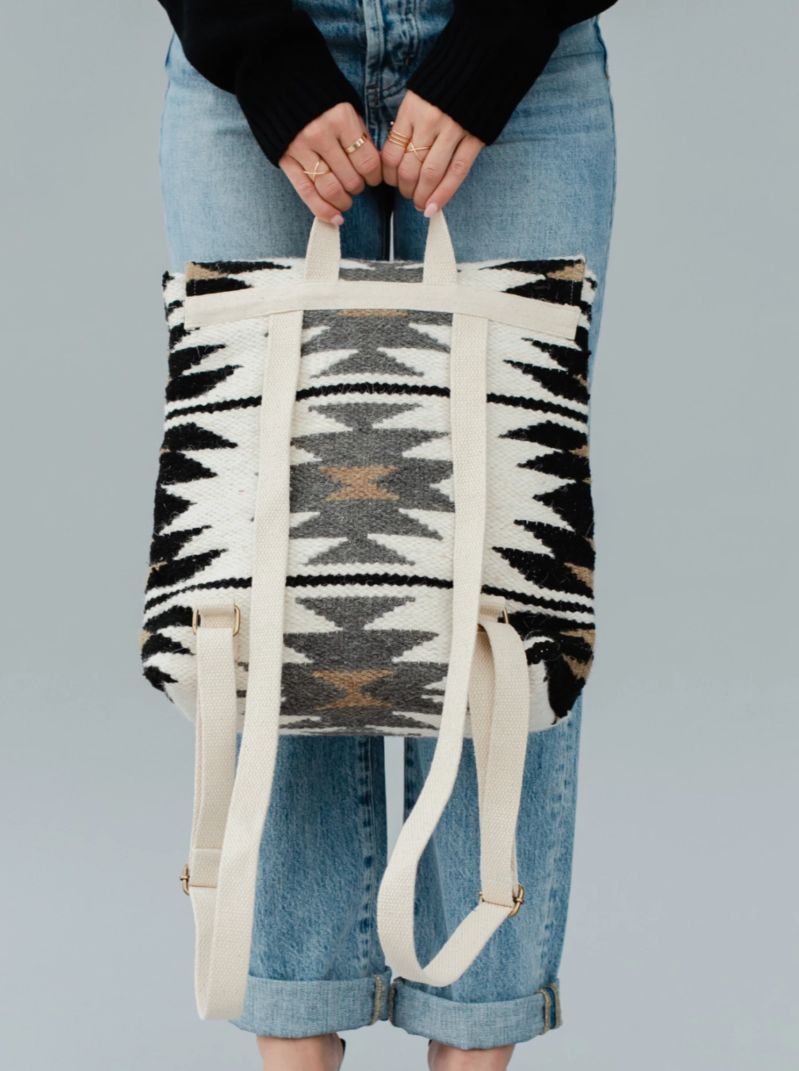 Cream & Black Aztec Backpack