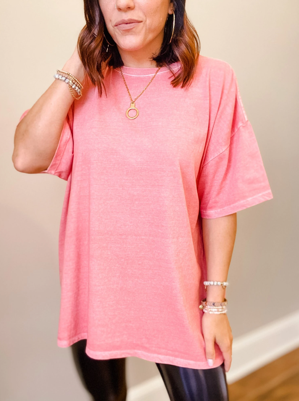 Premium Oversized Boyfriend Tee - Rose Pink