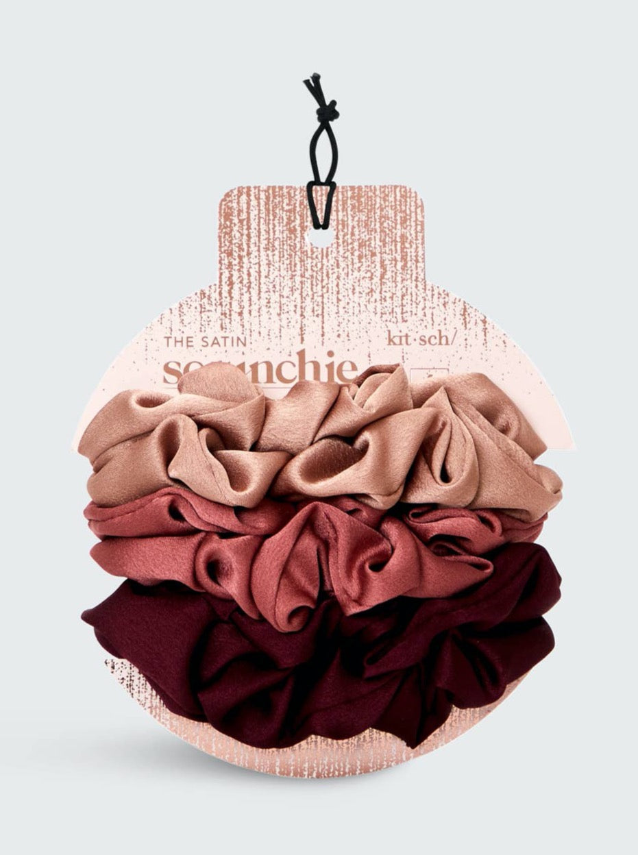 Holiday Satin Scrunchies 6 pc - Mulberry Spice