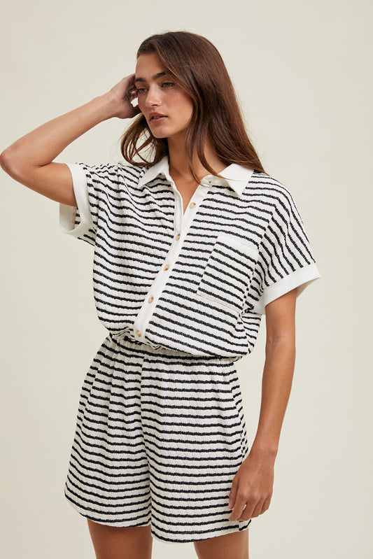 Striped Button-Up Romper