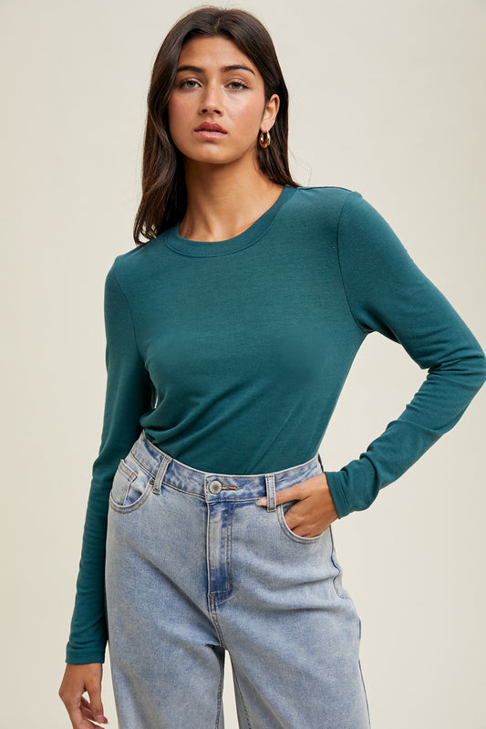 Basic Knitted Long Sleeve Top - Multiple Colors