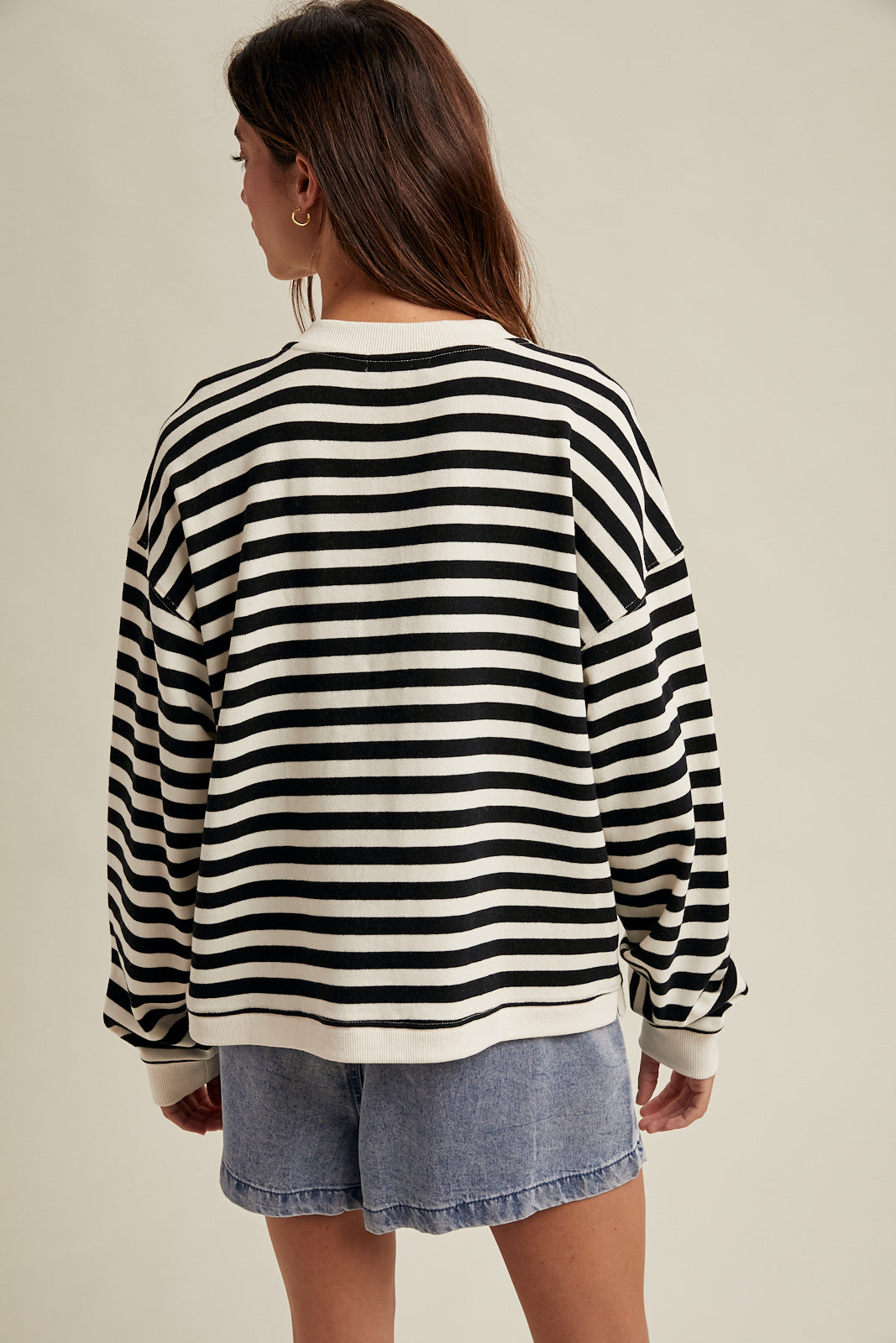 Striped Button-Up Knit Cardigan