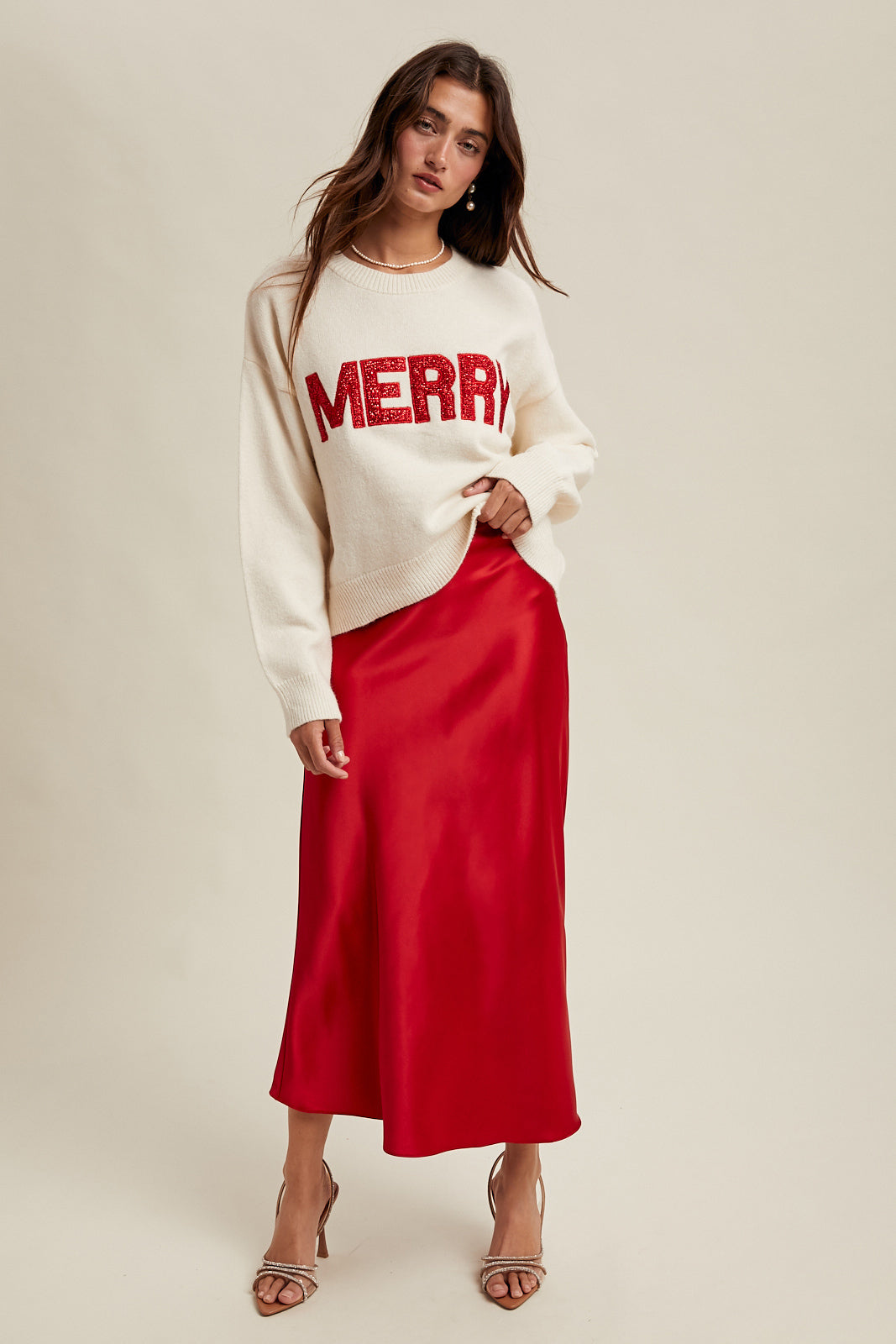 Red Satin Holiday Skirt