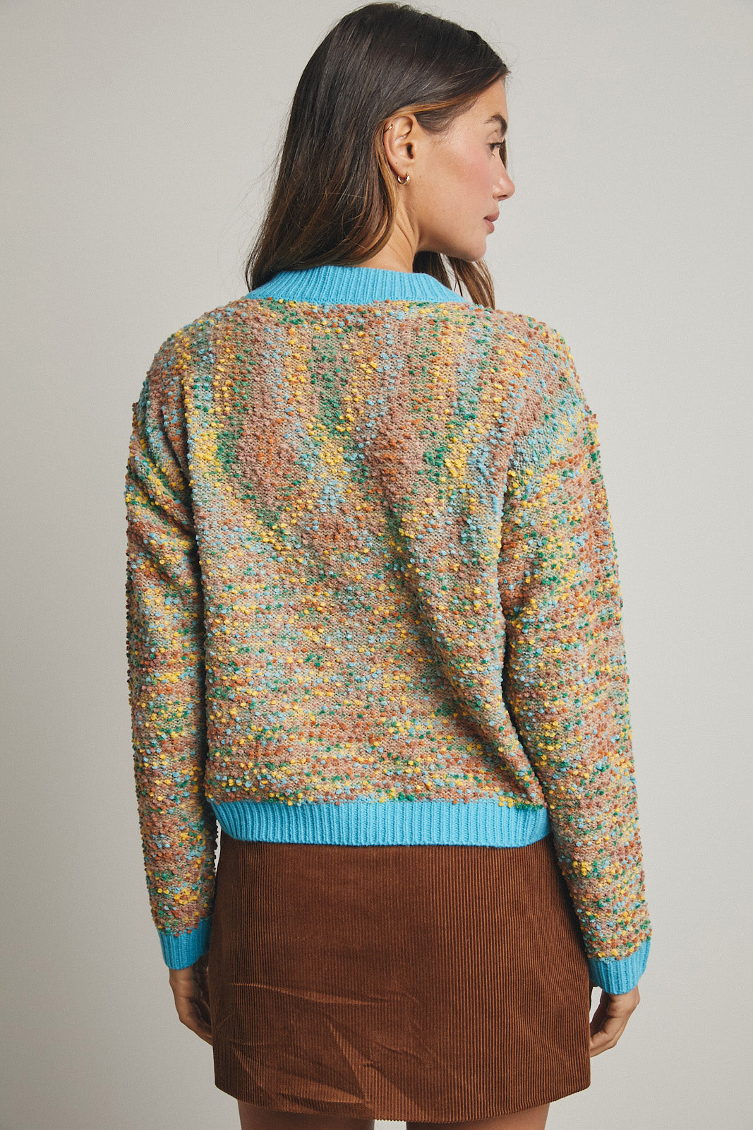 Multi-Color Popcorn Texture Cardigan