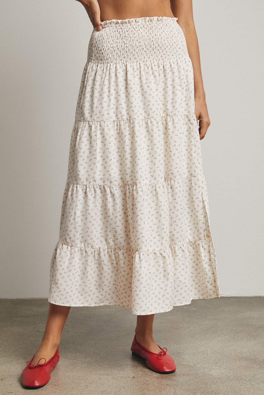 Bunny Kisses Smocked Skirt - Ecru
