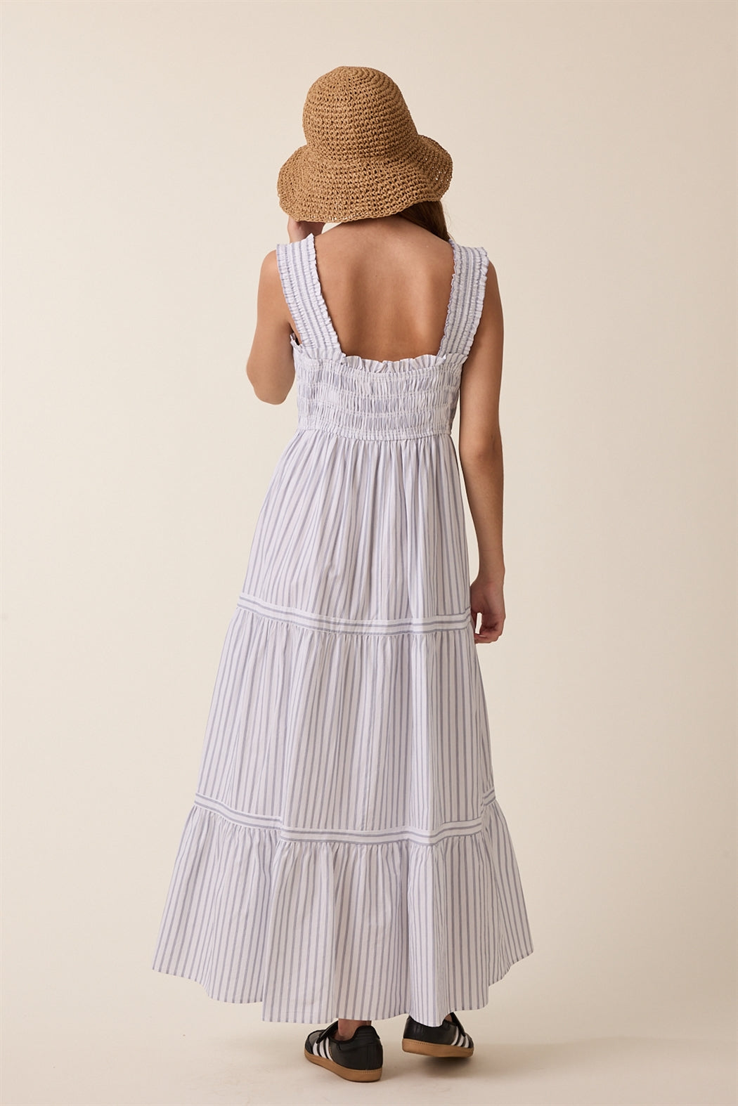 Harbor Striped Navy Midi Dress
