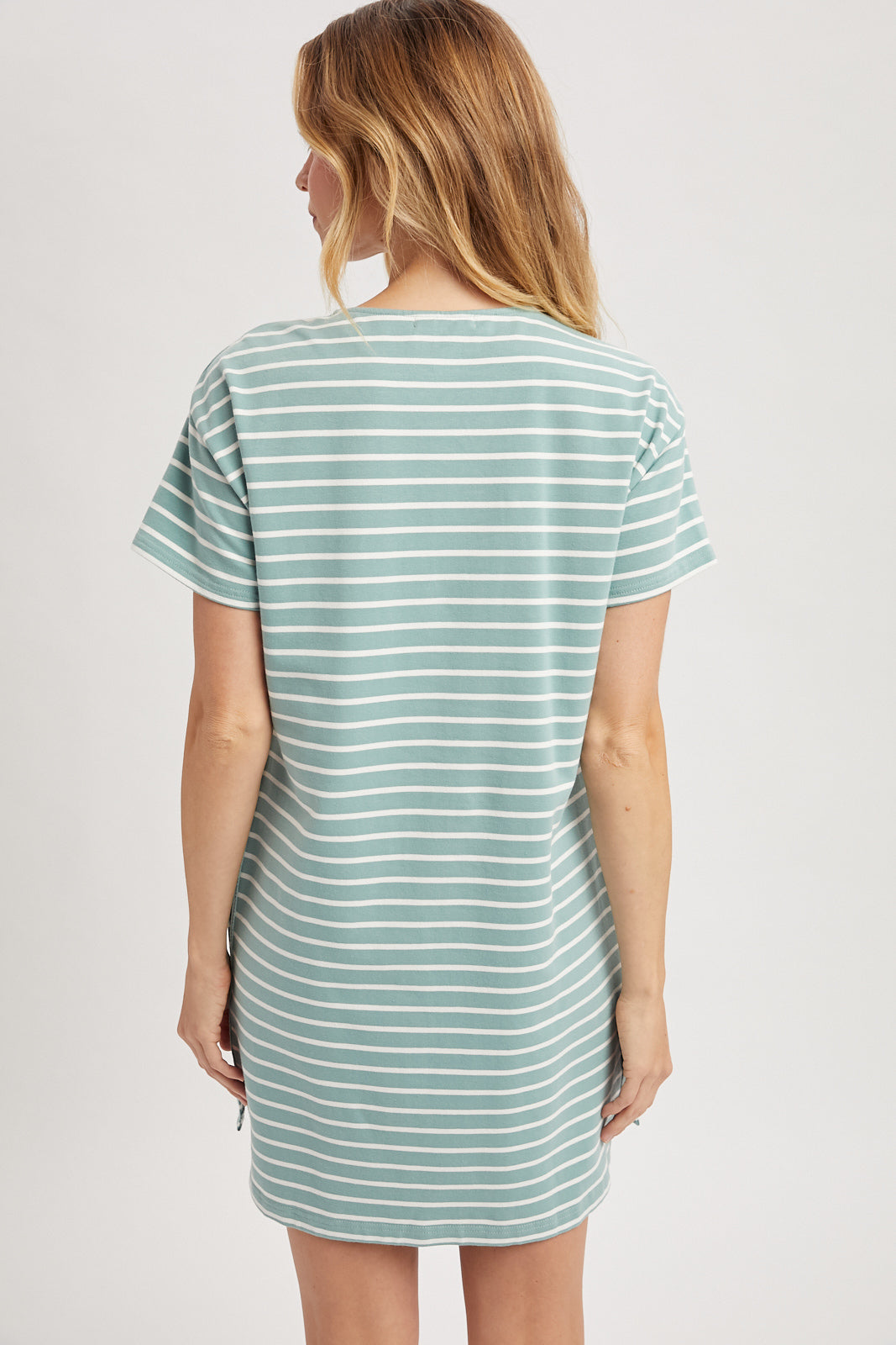 Striped T-Shirt Dress - Sage