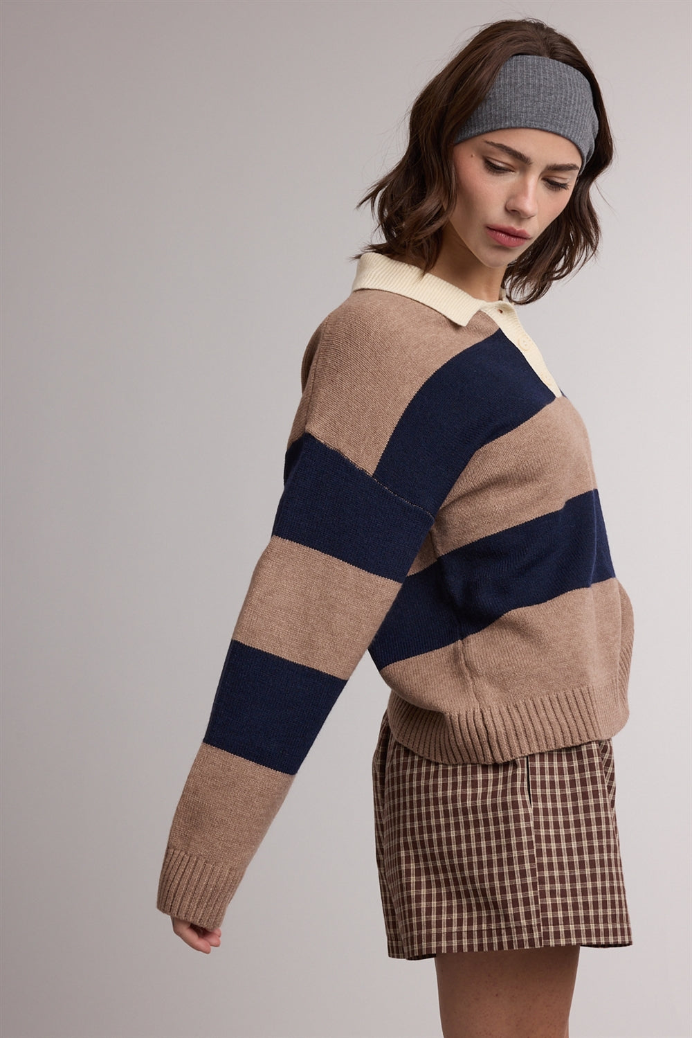 Mocha & Navy Colorblock Sweater