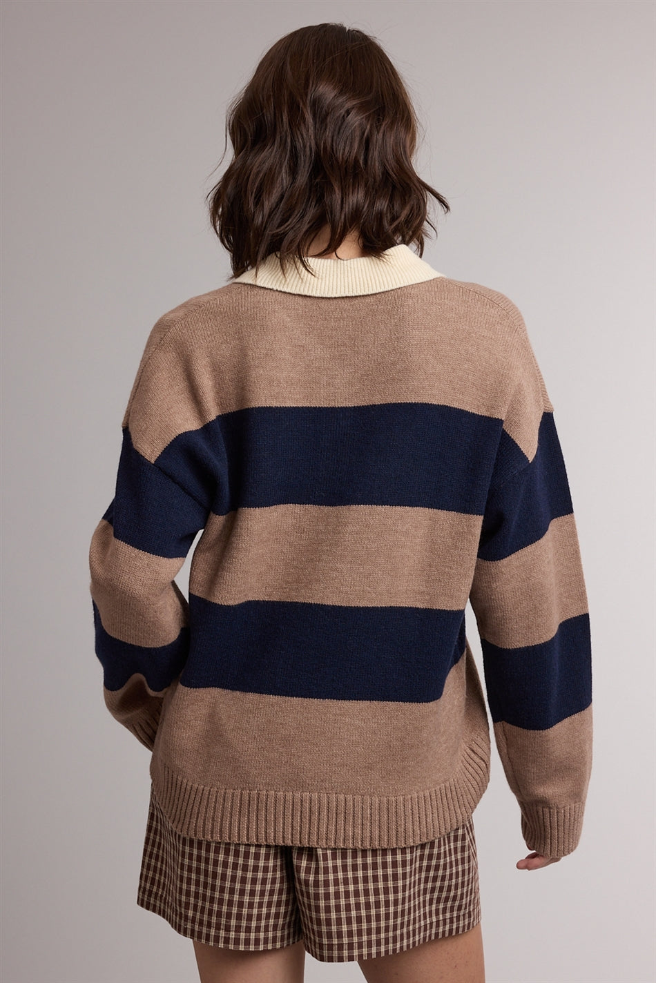 Mocha & Navy Colorblock Sweater