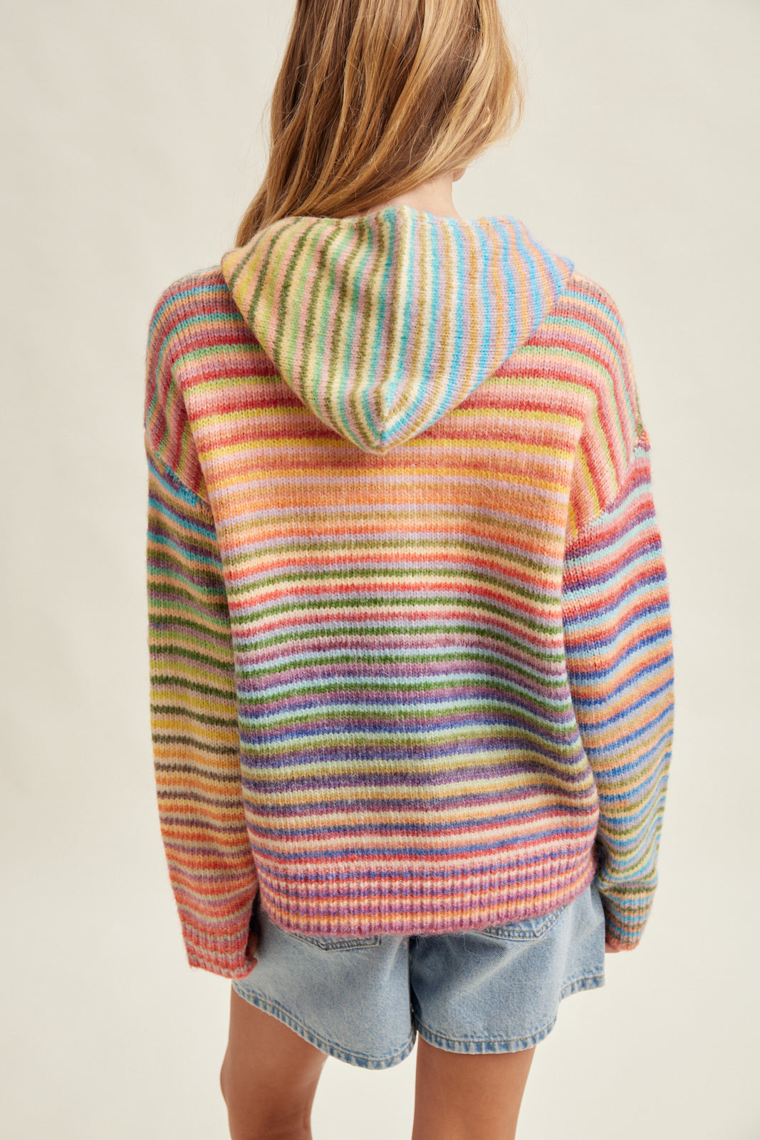 Multi-Color Striped Zip Sweater Hoodie