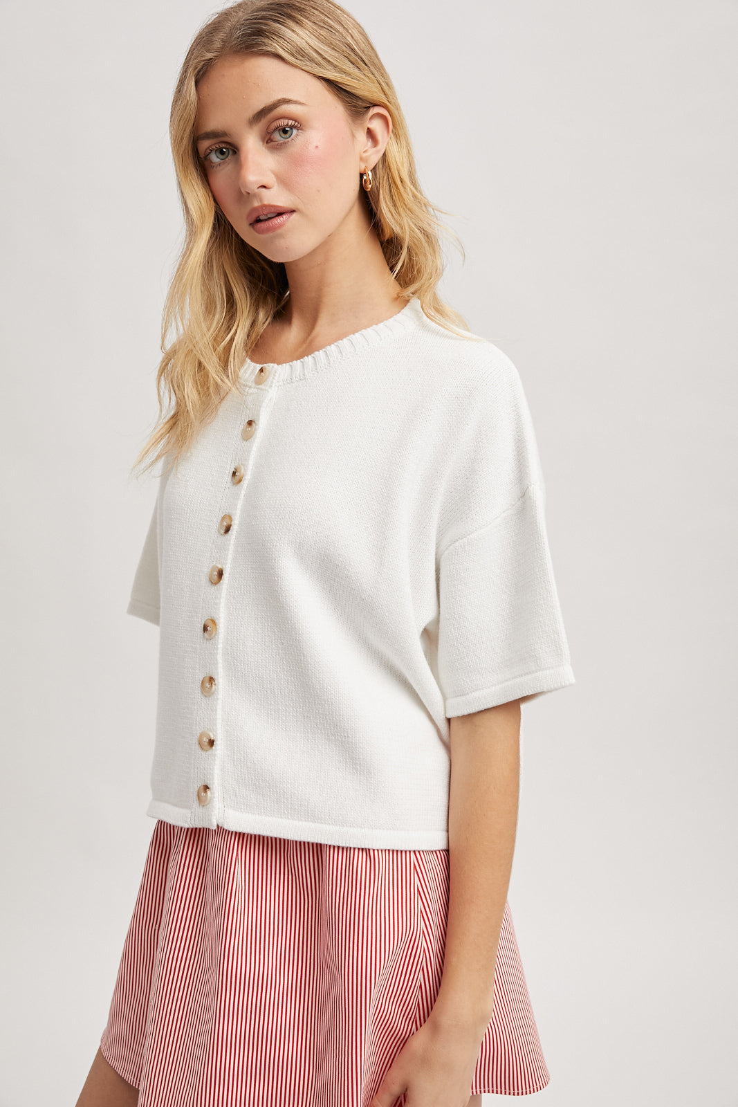 Summer Short Sleeve Cardigan - White