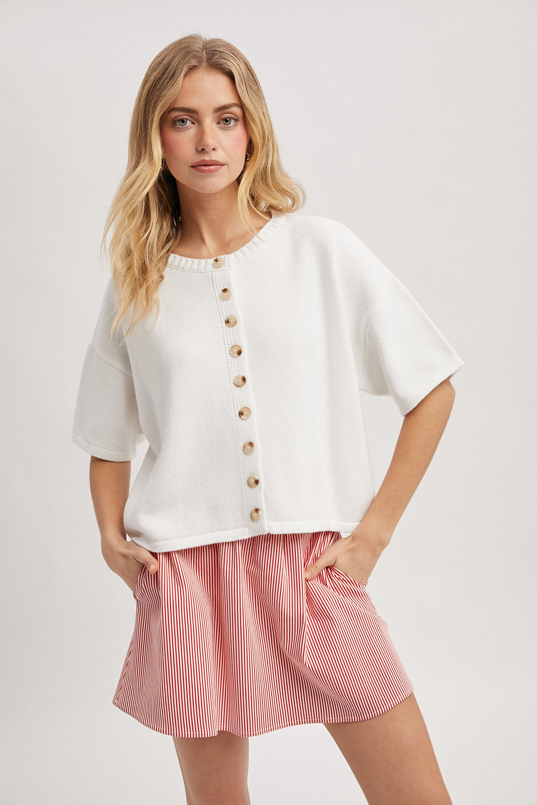 Summer Short Sleeve Cardigan - White