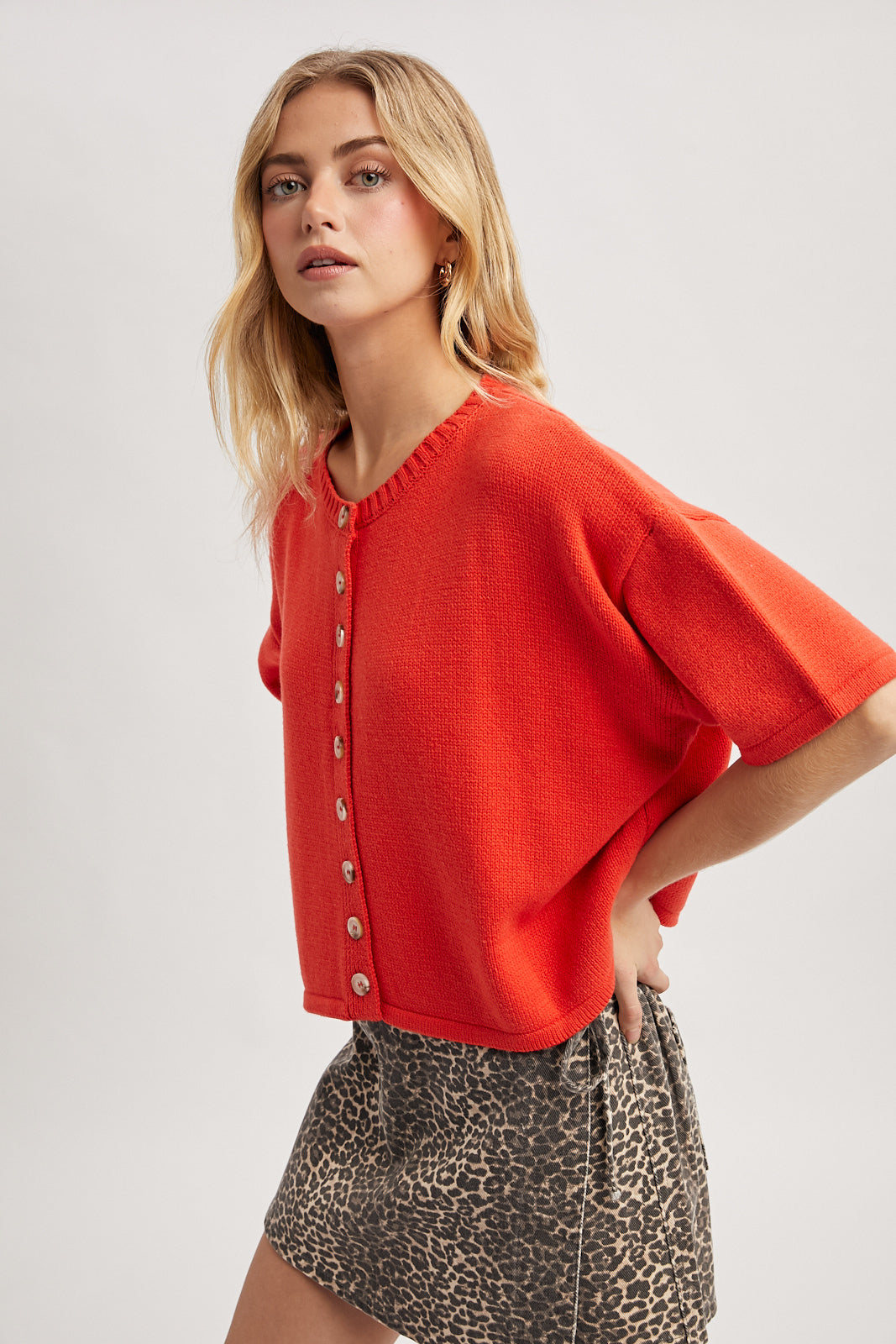 Summer Short Sleeve Cardigan - Poppy
