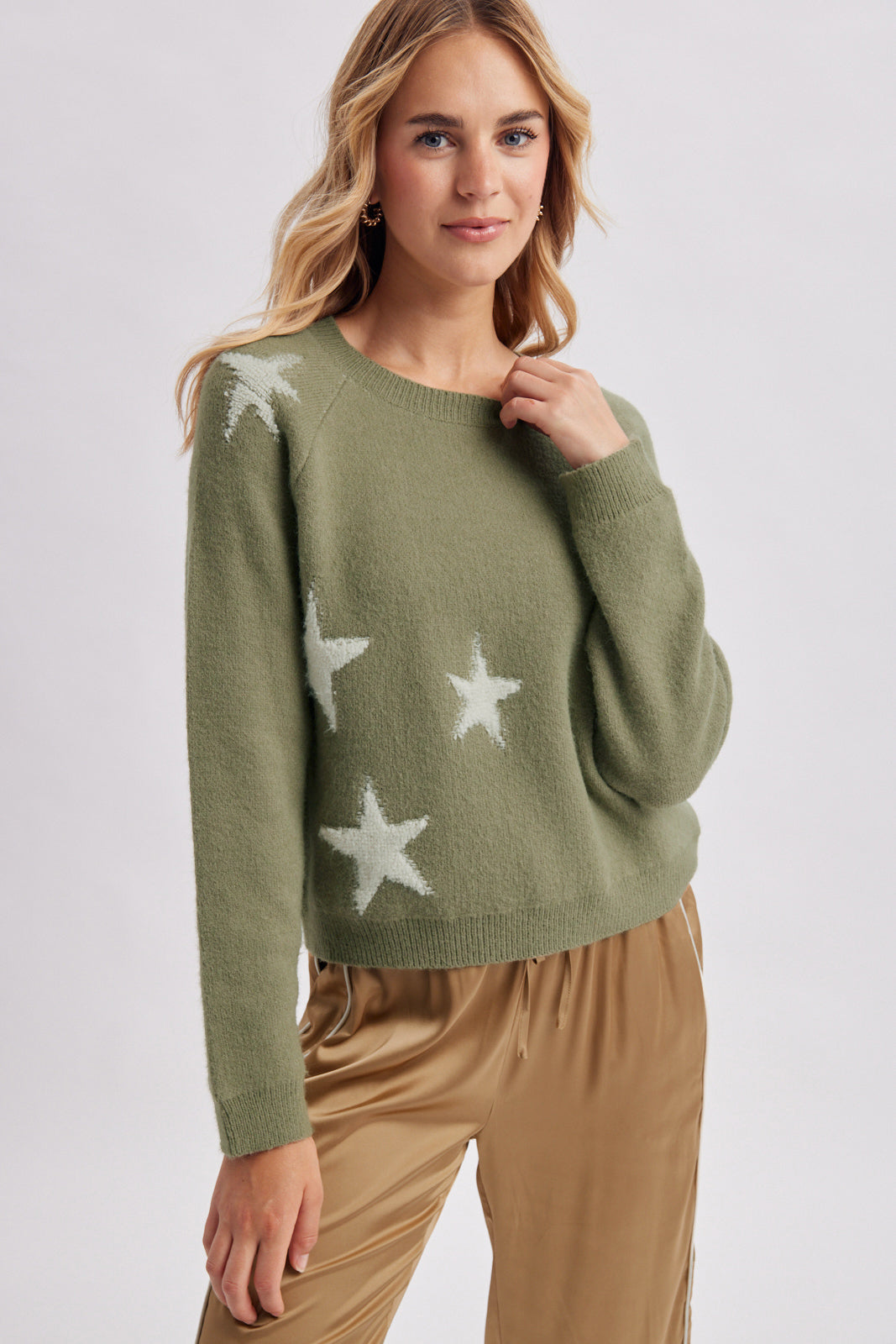 Olive Star Patterned Sweater