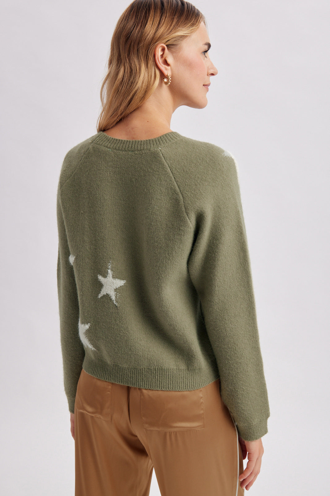 Olive Star Patterned Sweater