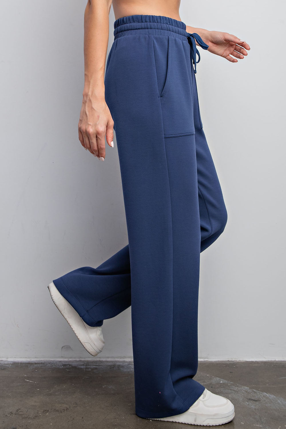 Plus Size Scuba Straight Leg Pants - Navy