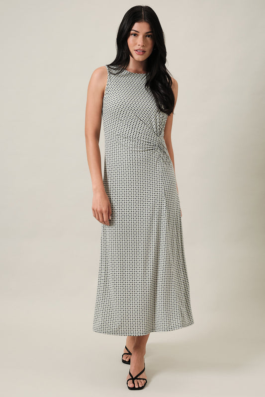 Green Geometric Print Midi Dress