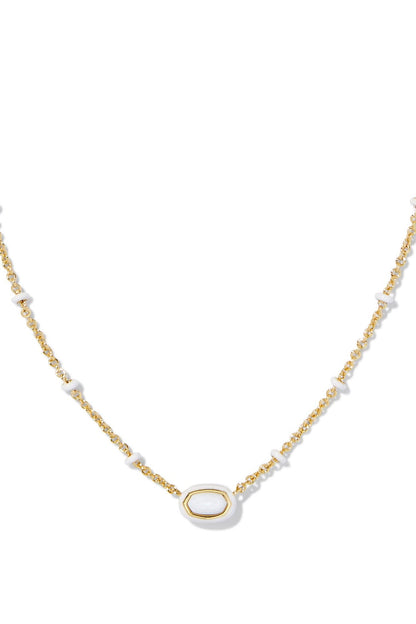 Kendra Scott Mini Enamel Frame Short Pendant Necklace - Gold Mother of Pearl