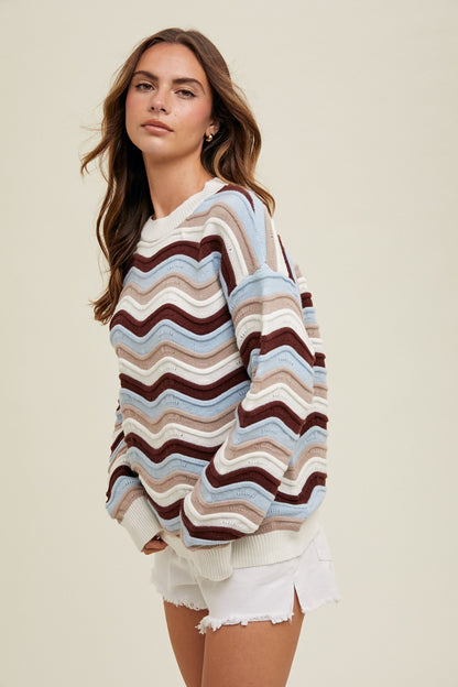 Espresso Wavy Striped Sweater