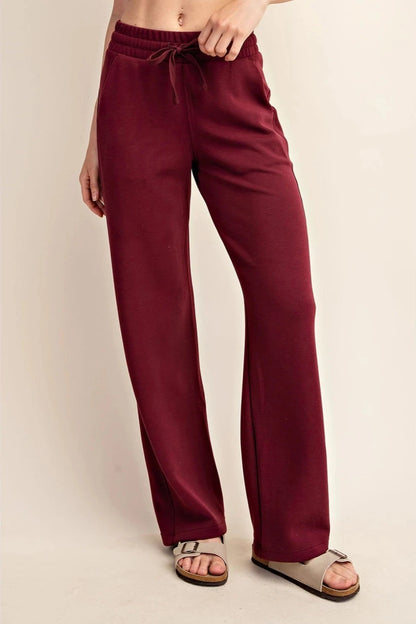 Scuba Straight Leg Pants - Burgundy