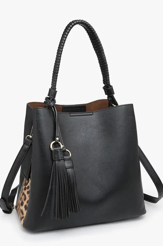 Olivia Animal Print Contrast Hobo Bag