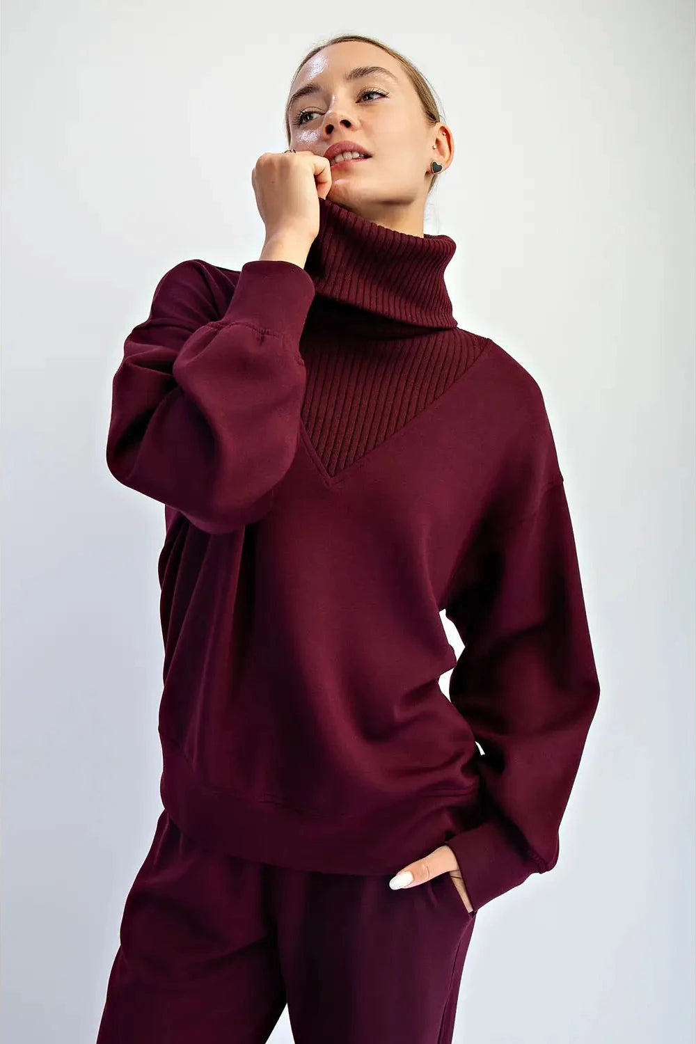 Dark Cherry Scuba Turtle Neck