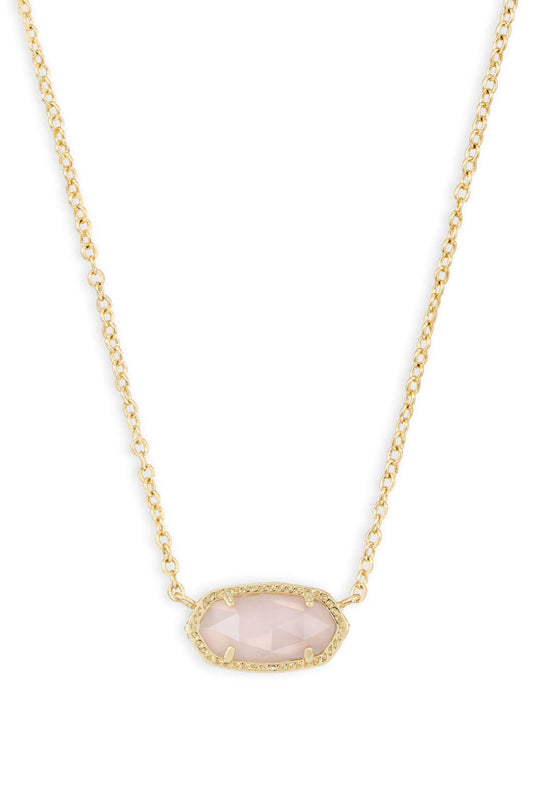 Kendra Scott Elisa Short Pendant Necklace - Gold Rose Quarts