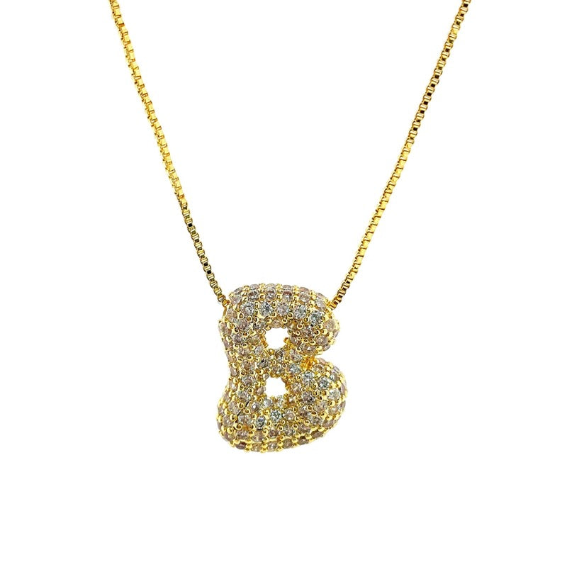 Initial Cz Bubble Necklace