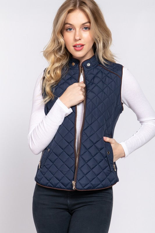 The Staple Quilted Vest - Navy