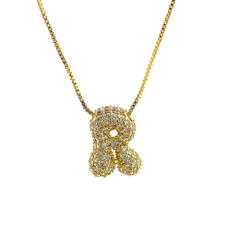 Initial Cz Bubble Necklace