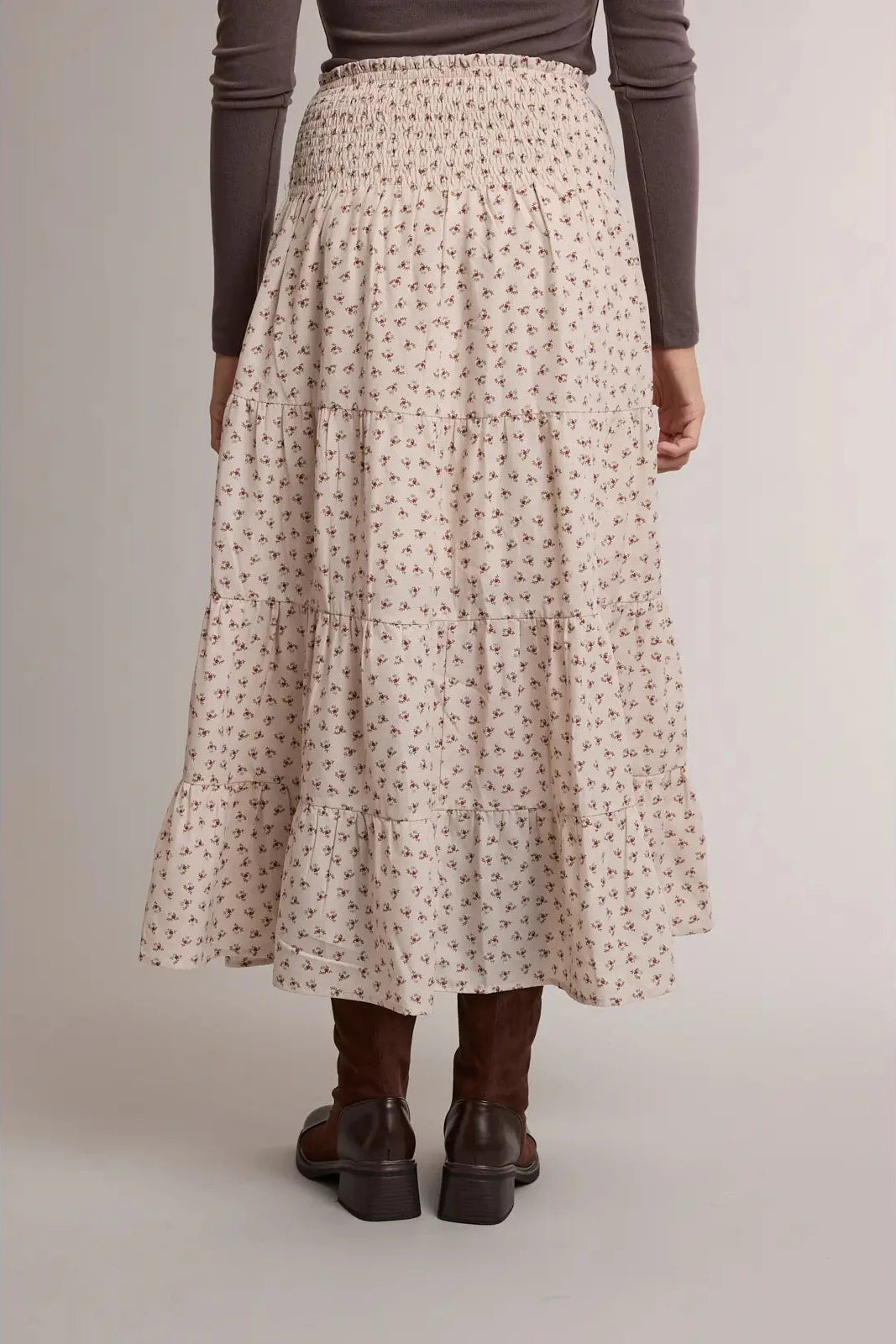 Ditsy Floral Tiered Midi Skirt