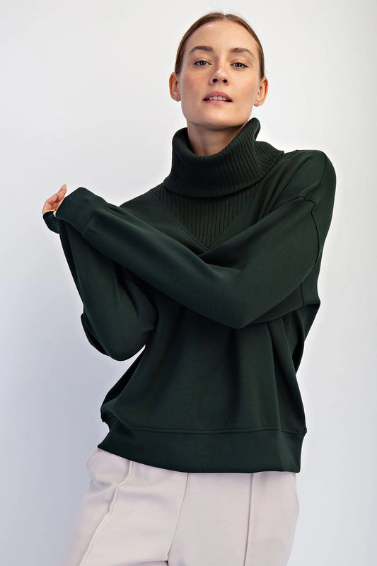 Forest Green Scuba Turtle Neck Pullover