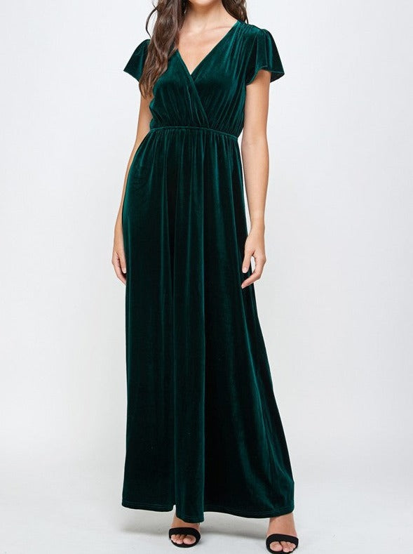 Evergreen Velvet Maxi Dress