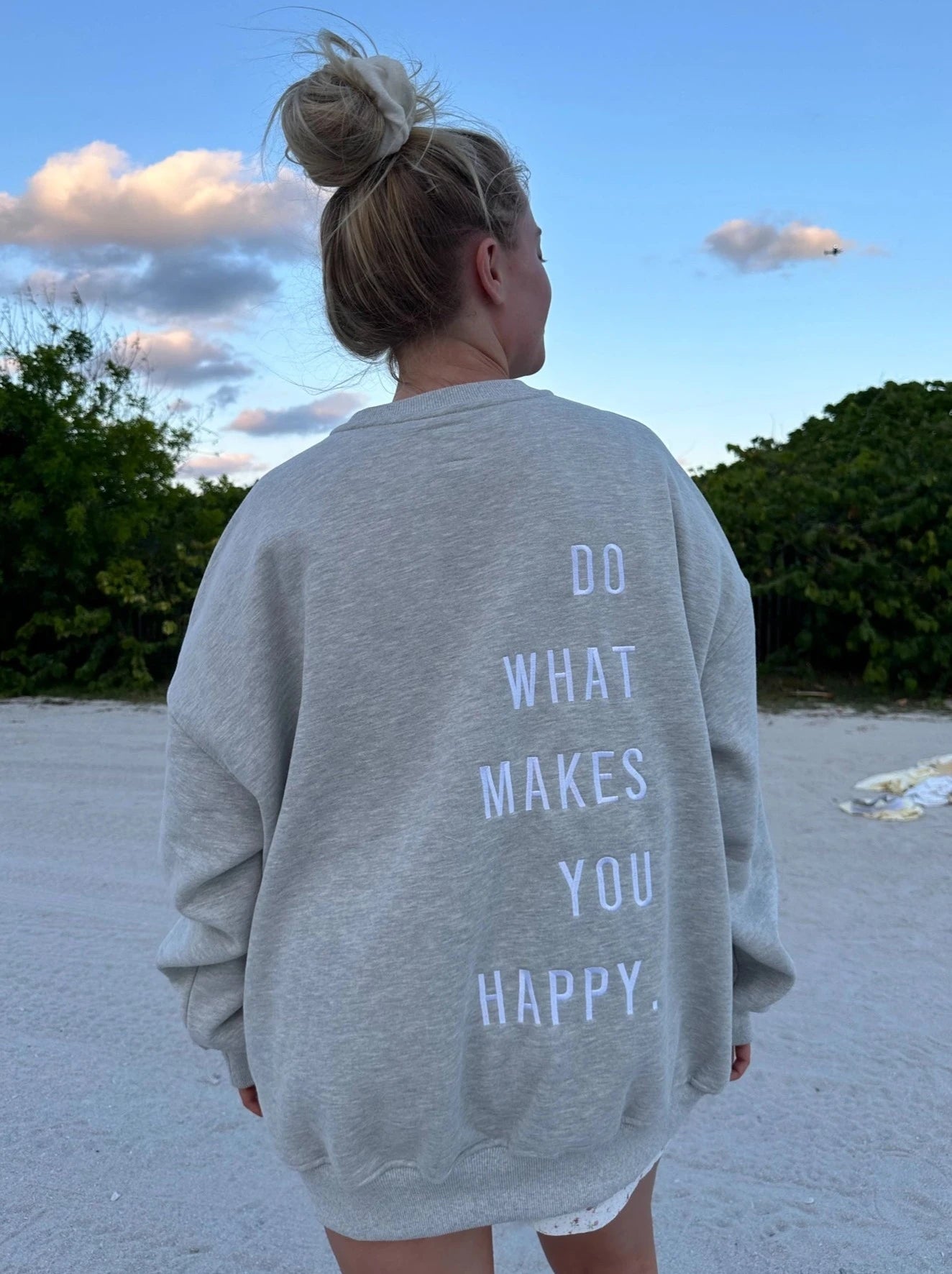 Do What Makes You Happy Embroidered Crewneck
