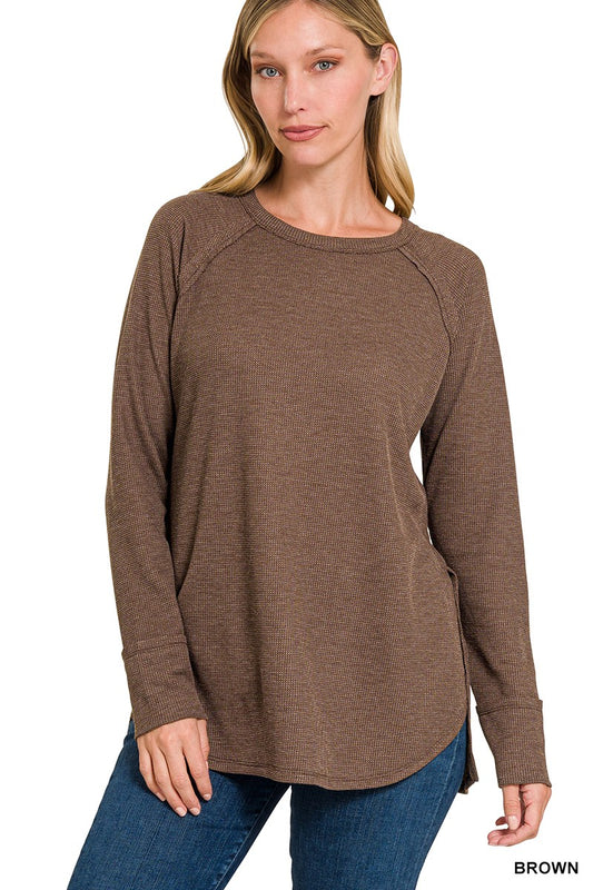 Mocha Waffle Knit Top