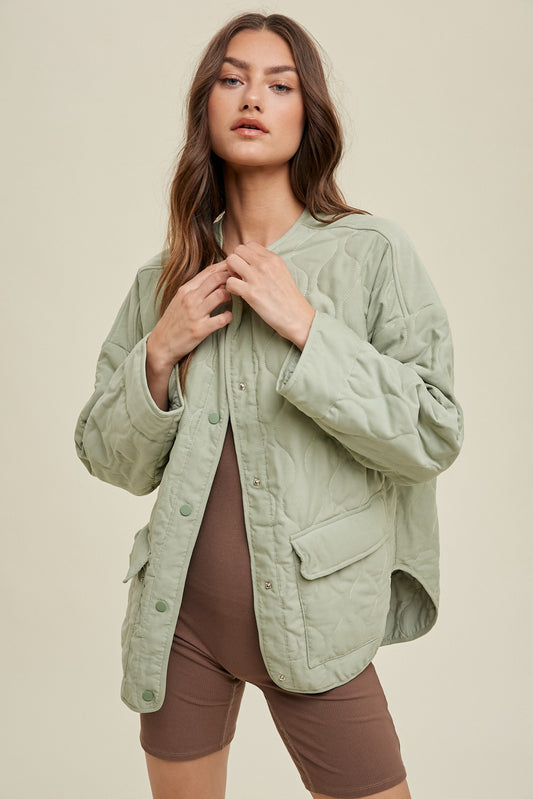 Sage Quilted Shacket