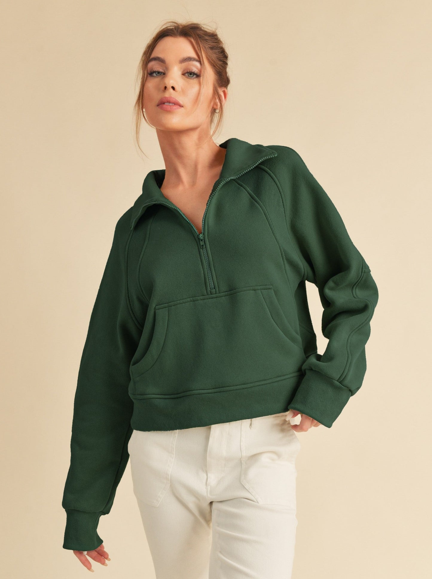 Forest Green Half Zip Sweater